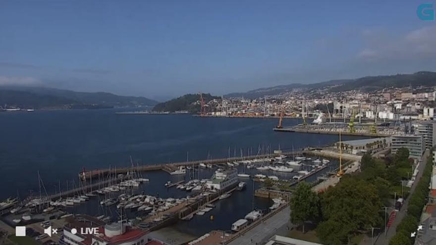 Imagen de la ría de Vigo que ofrece la cámara de la CRTVG desde la terraza del Hotel Bahía.