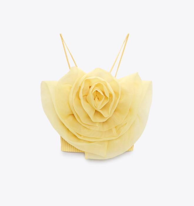 Top amarillo en forma de flor de Zara