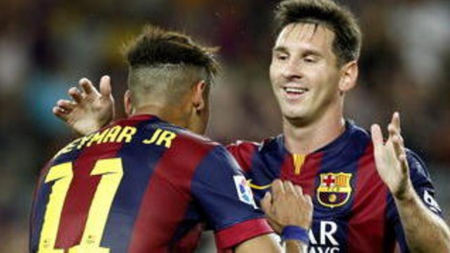 Neymar i Messi celebren un gol