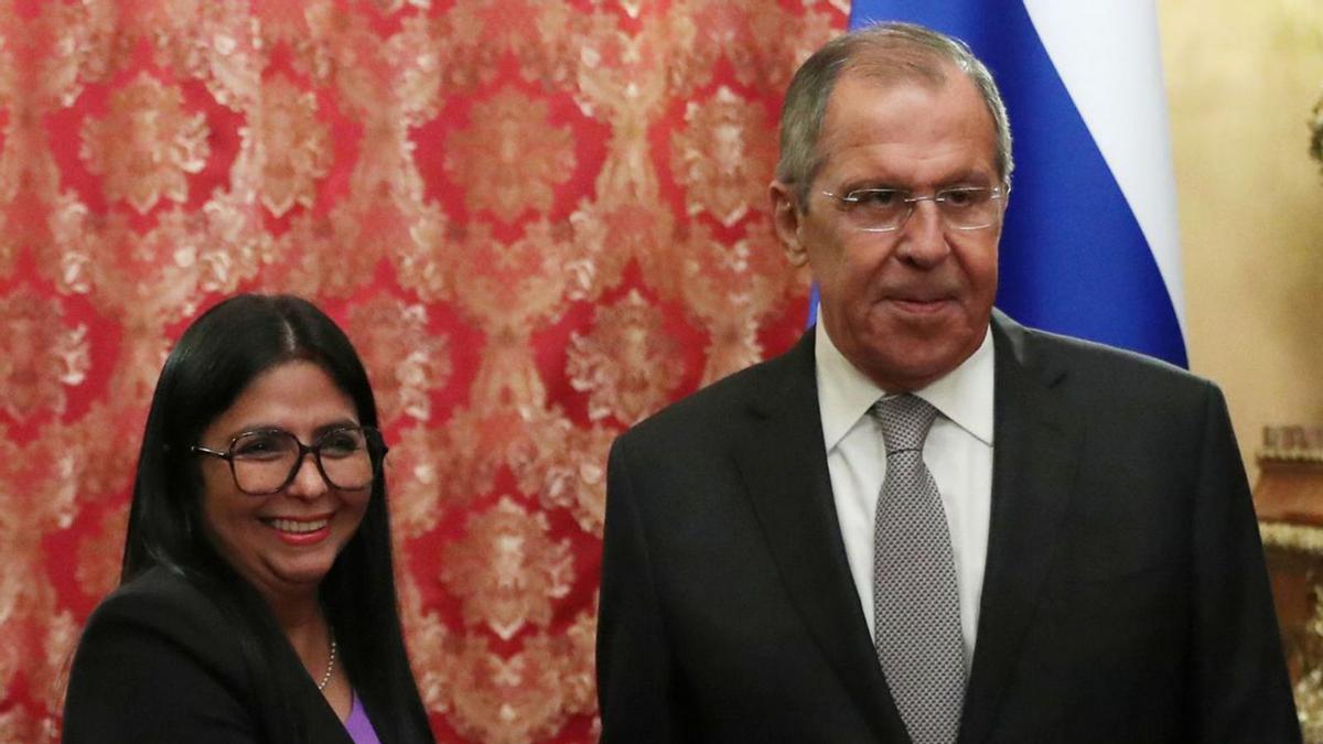 Delcy Rodríguez amb Serguei Lavrov, ministre d’Exteriors de Rússia.