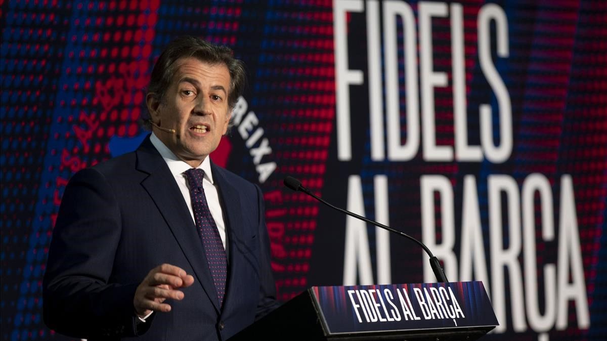 Toni Freixa, durante la presentación de su precandidatura en el Camp Nou.