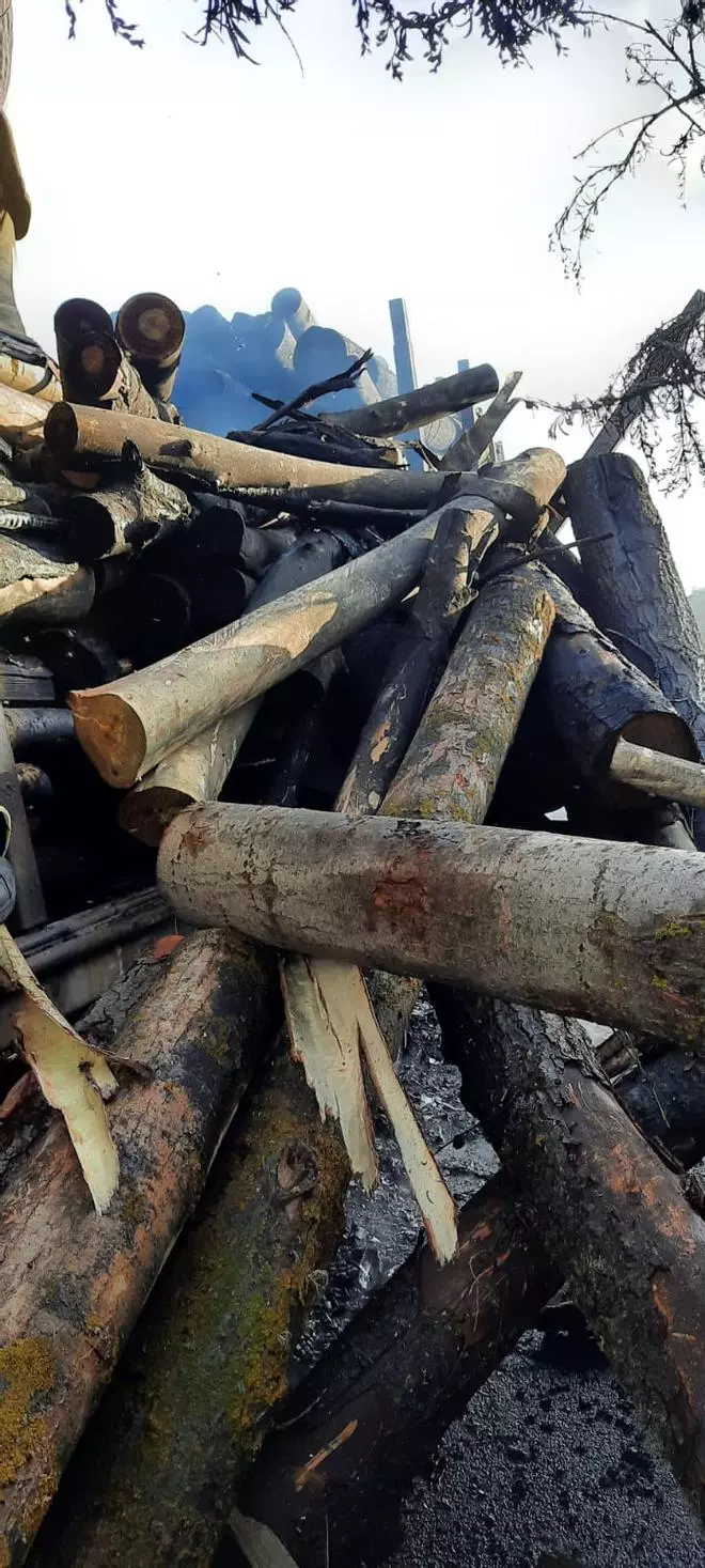 Arde un camión de madera en la autovía A-52 en Sanabria