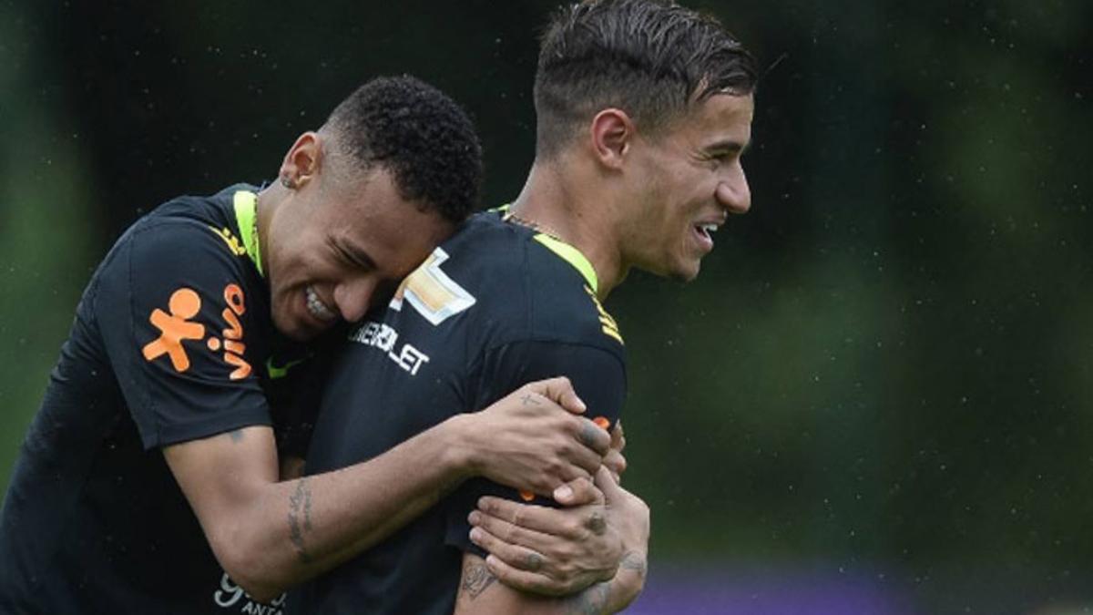 Neymar y Coutinho fueron protagonistas en el entrenamiento