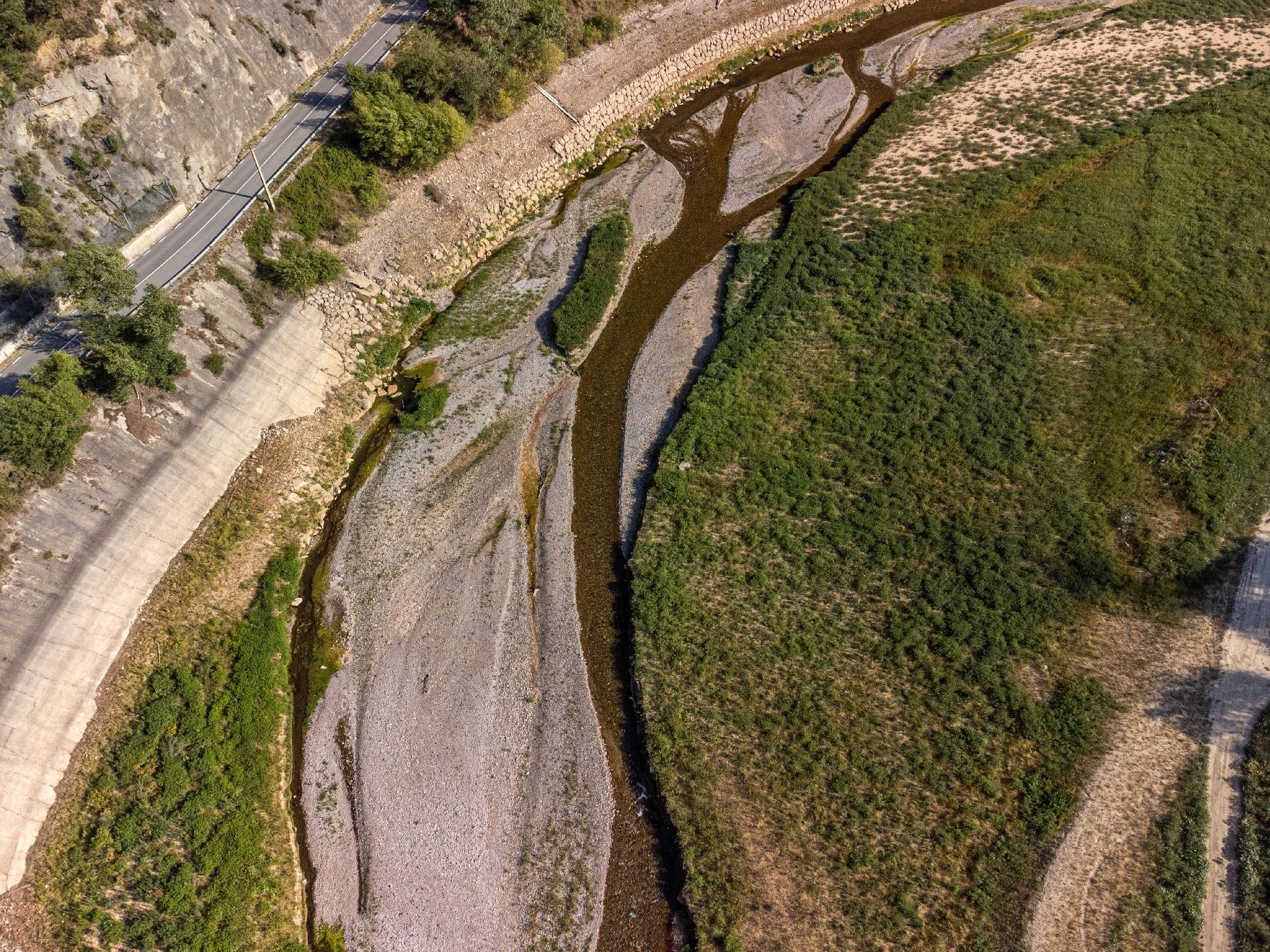 El pantà de la Baells, que ja es troba per sota del 40% de la capacitat, a vista de dron