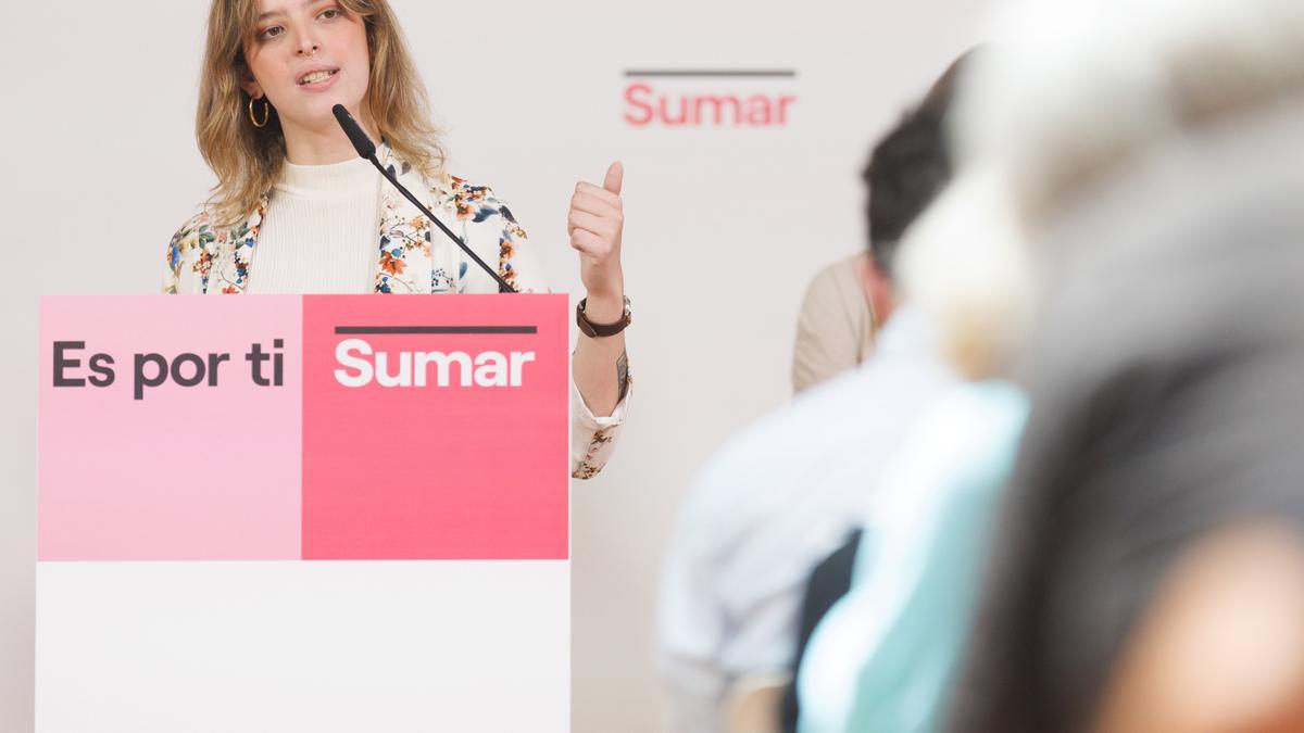 Archivo - La escritora Elizabeth Duval interviene durante el acto de presentación del programa electoral de Sumar para las elecciones generales del próximo 23 de julio, en el Espacio Larra, a 6 de julio de 2023, en Madrid (España).