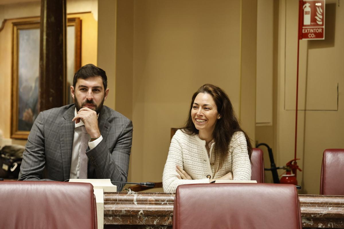 Los desertores de Vox en la Cámara, José Ángel Antelo y Virginia Martínez, únicos de fuera de Vox que votaron a favor de la moción por la unidad nacional.