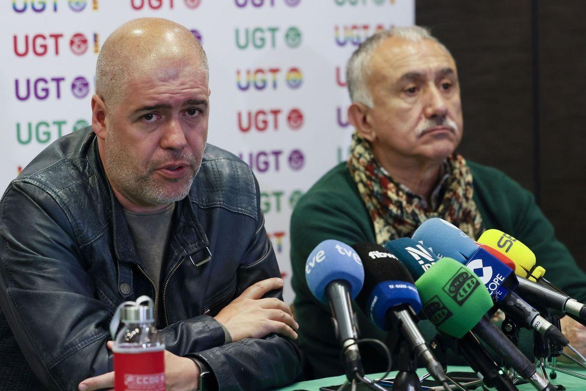 Los líderes de CCOO y UGT, Unai Sordo y Pepe Álvarez.