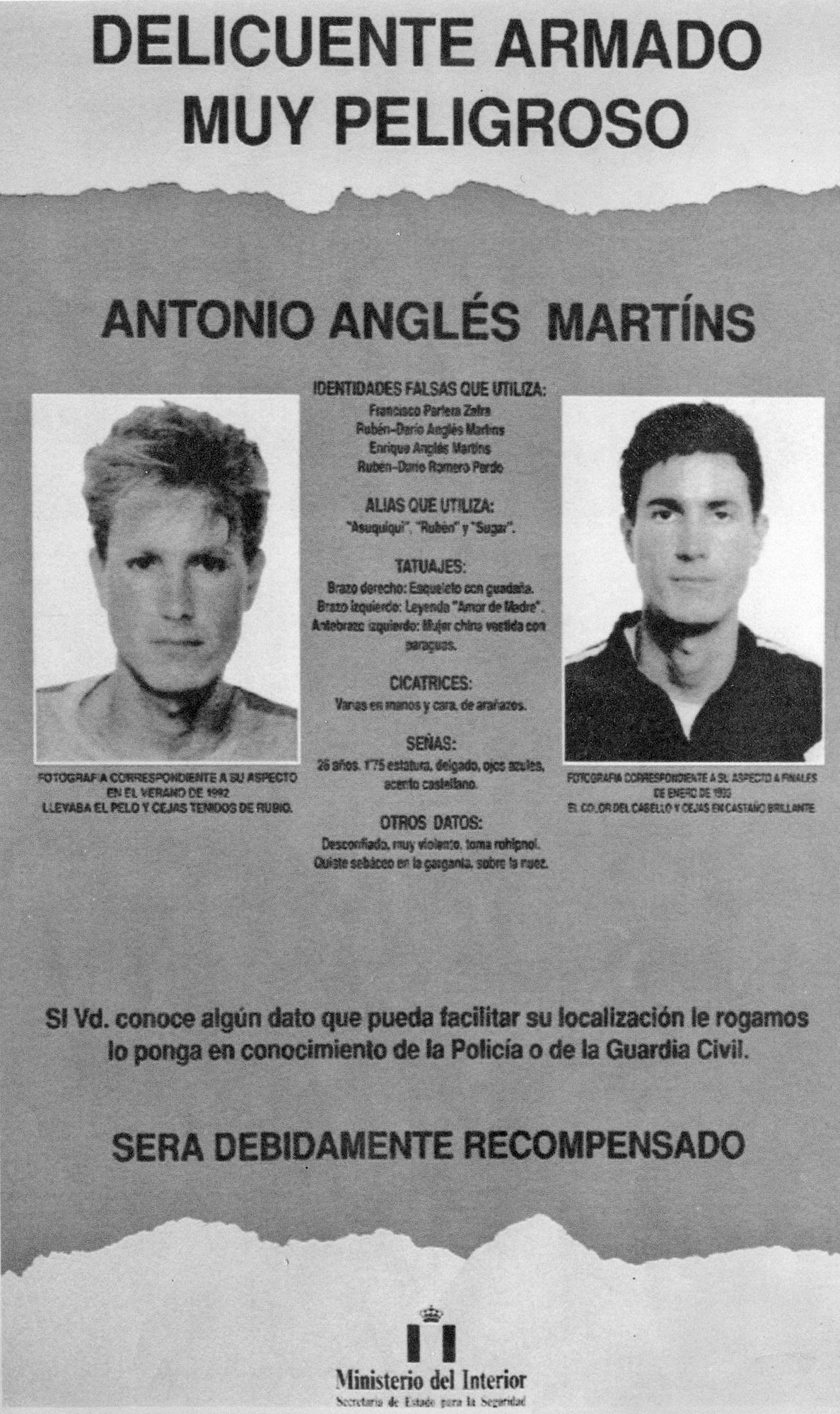 Cartel de búsqueda de Antonio Anglés.