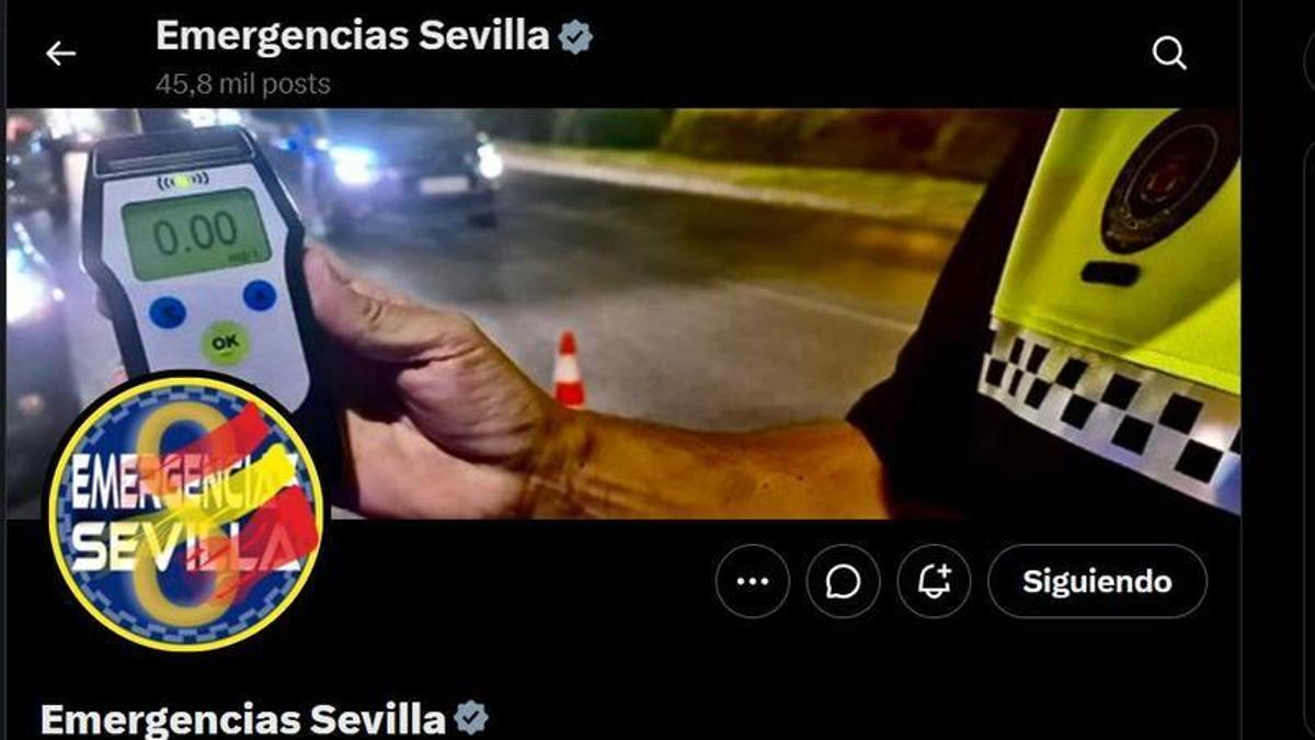 Captura de la portada de X (antes Twitter) del canal oficial de Emergencias Sevilla.