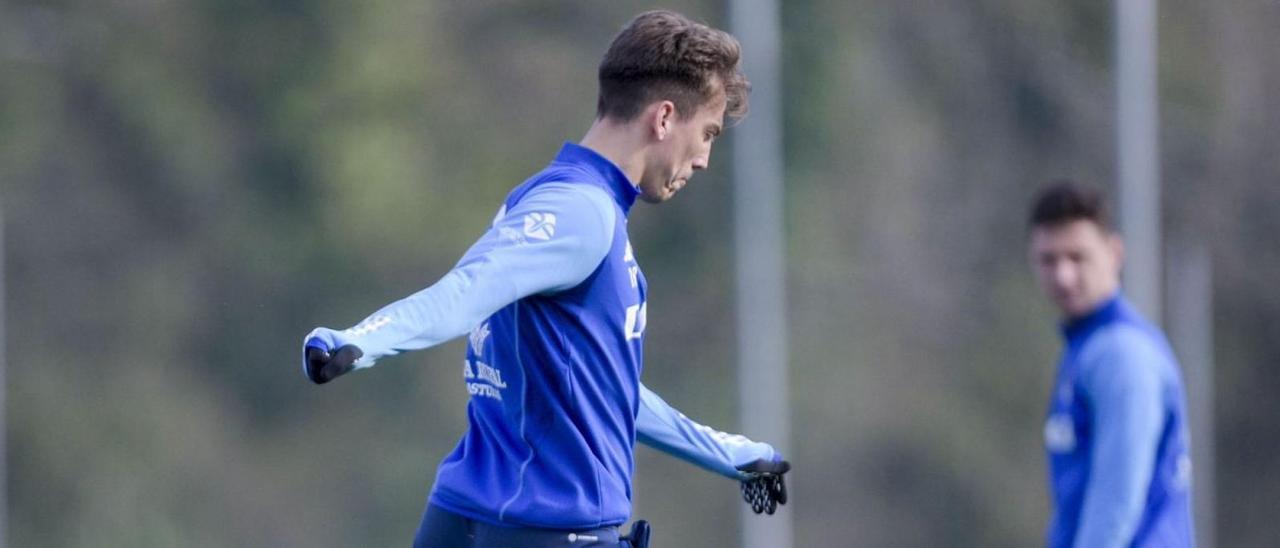 Paulino, en la sesión de entrenamiento del sábado. | Real Oviedo