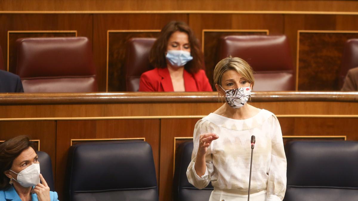 Yolanda Díaz al PP: “Es la primera vez que salimos de una crisis sin practicar recortes”.