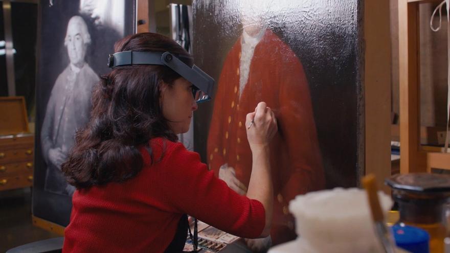 Trabajos de restauración del retrato de José de Toro-Zambrano y Ureta.