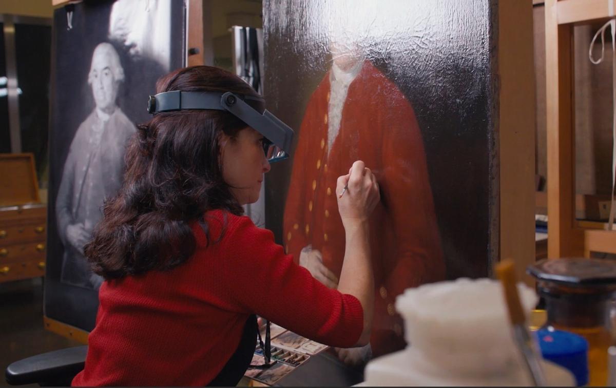 Trabajos de restauración del retrato de José de Toro-Zambrano y Ureta.