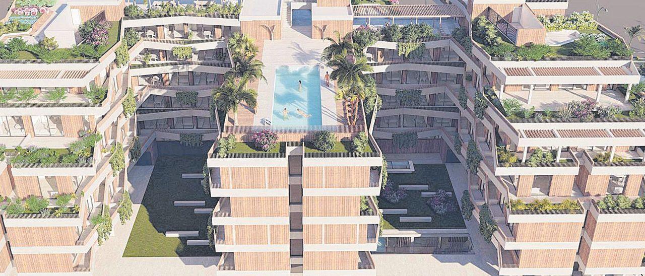 Recreación de uno de los tres hoteles proyectados en Sagunt con 162 habitaciones.