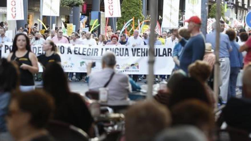 Manifestación provincial contra el plurilingüismo en Alicante.