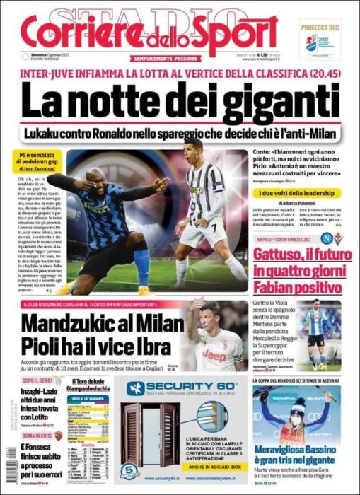 Portada CORRIERE DELLO SPORT domingo 17 enero 2021