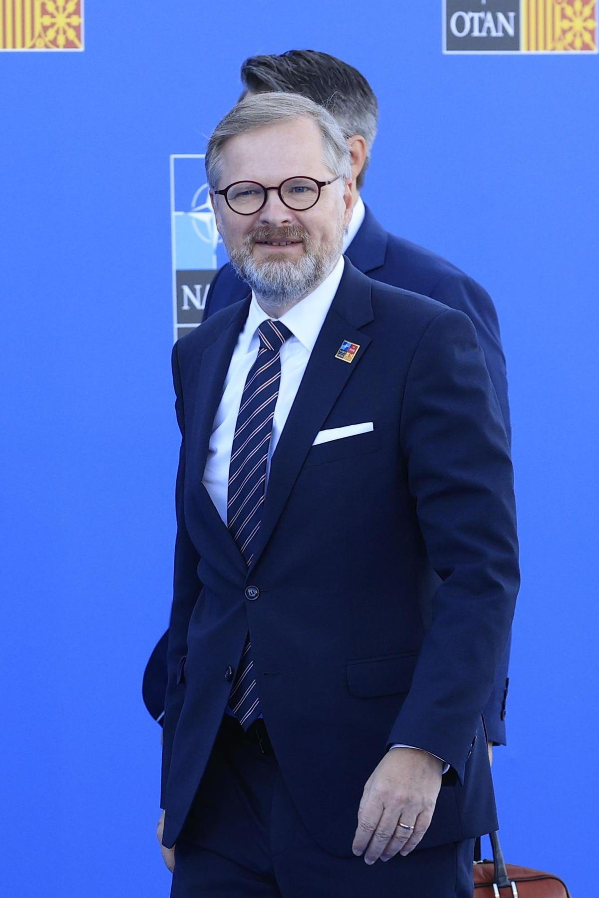 MADRID, 30/06/2022.- El primer ministro de la República Checa, Petr Fiala a su llegada a la segunda jornada de la cumbre de la OTAN que se celebra este jueves en el recinto de Ifema, en Madrid. EFE/ Zipi