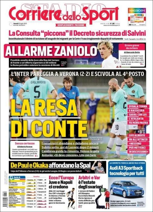 Portada CORRIERE DELLO SPORT viernes 10 julio 2020