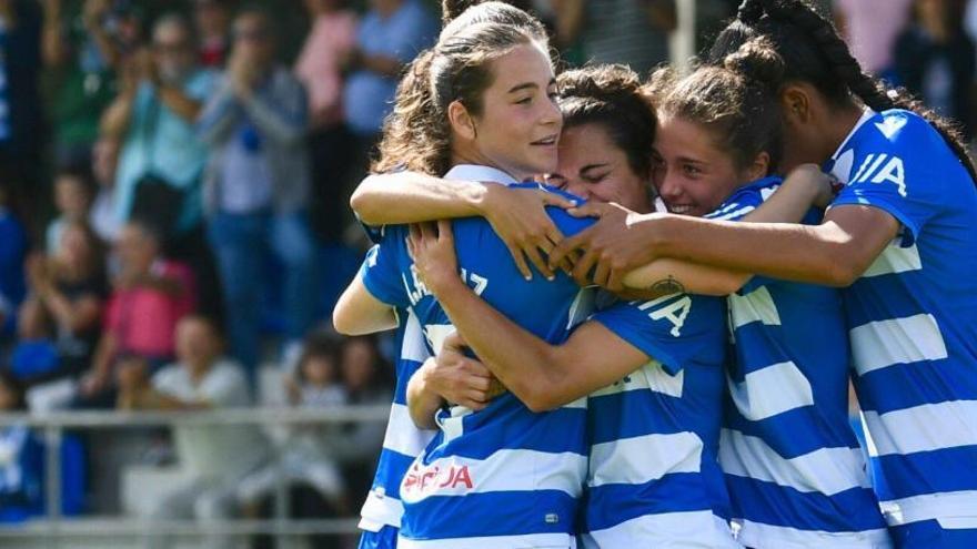 Las jugadoras del Dépor Abanca celebran un gol.