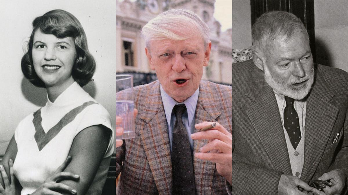 Sylvia Plath, Anthony Burgess y Ernest Hemingway.