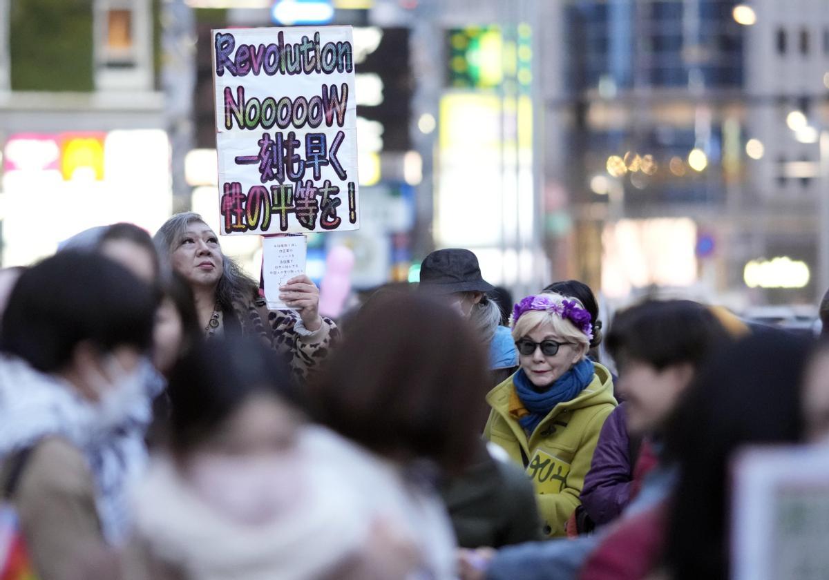 Marcha feminista en Tokyo con motivo del 8M.