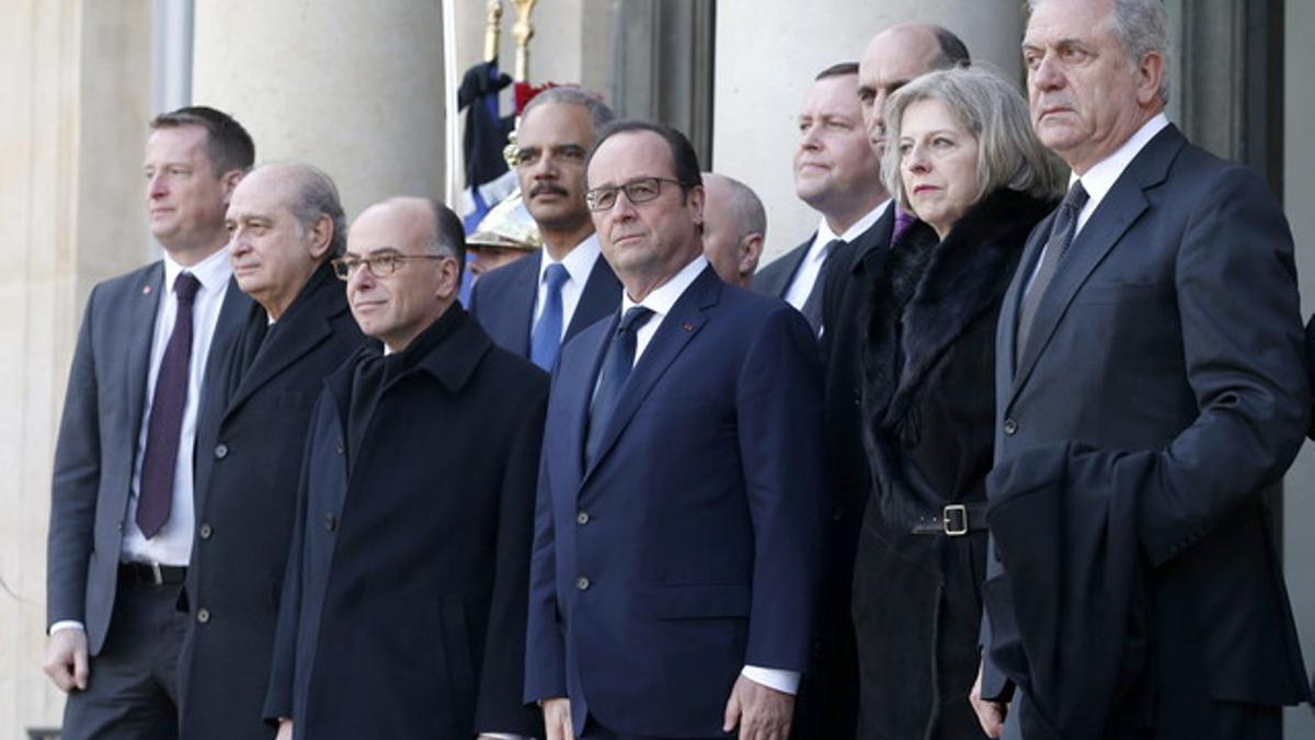 Hollande con ministros de Interior europeos.