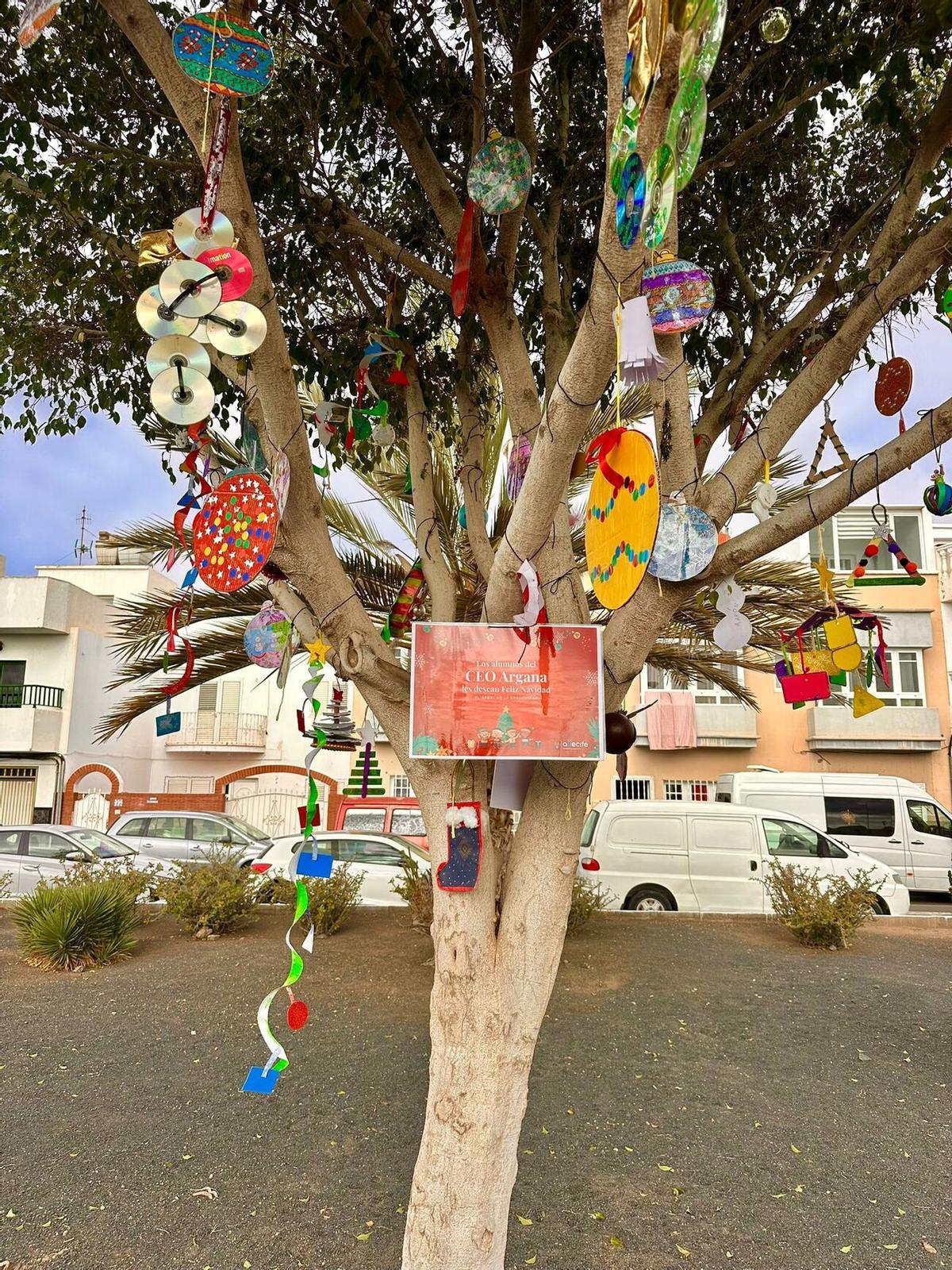 Escolares de Arrecife decoran los árboles de sus barrios Escolares de Arrecife decoran los árboles de sus barrios