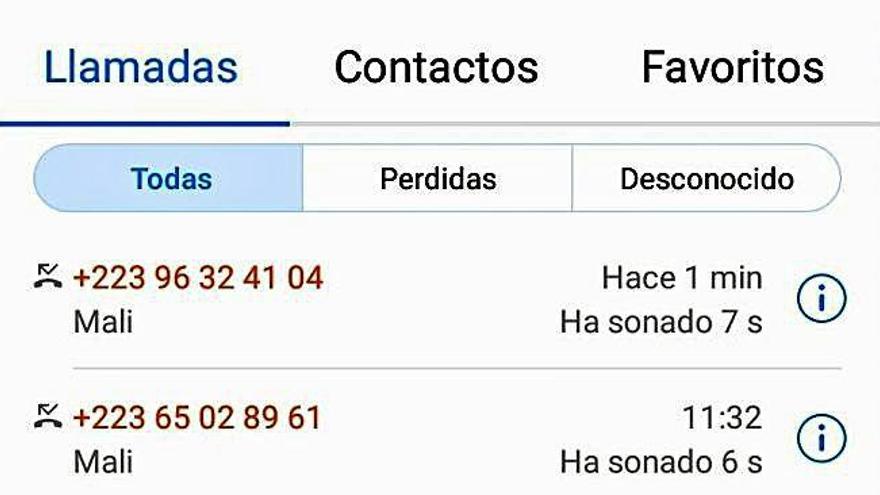 Llamadas perdidas procedentes de Mali, presumiblemente timos