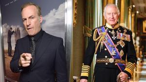 Combo con el actor Bob Odenkirk y el rey Carlos III de Inglaterra