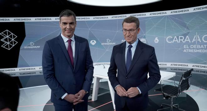 El debate electoral Pedro Sánchez - Alberto Núñez Feijóo, en imágenes