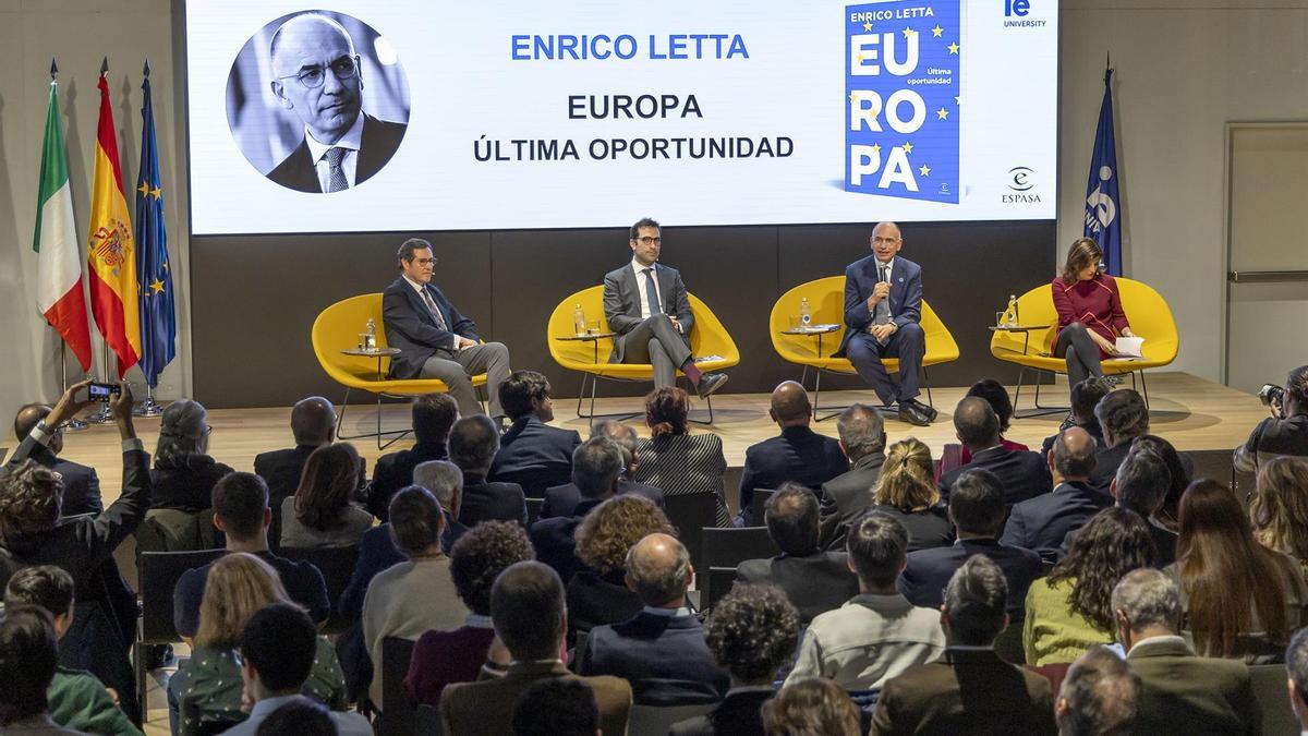 Acto de presentación del libro 'Europa. Última oportunidad' de Enrico Letta y que ha contado con la presencia de Carlos Cuerpo y Antonio Garamendi.