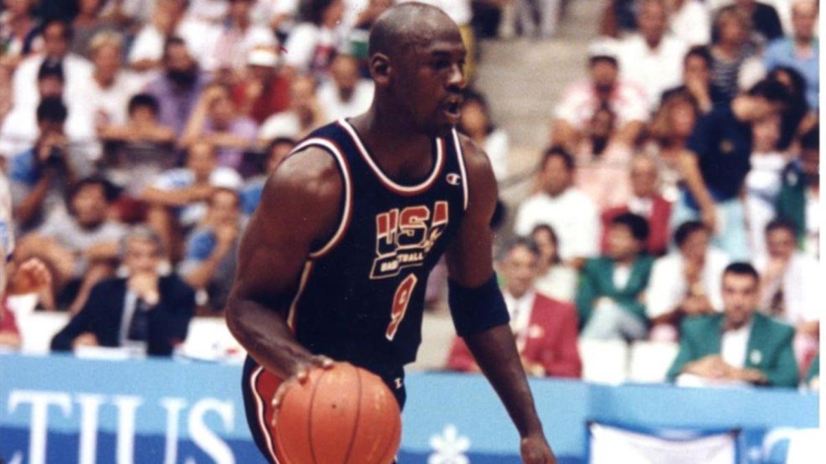 Michael Jordan en un partido de los Juegos de Barcelona ante Alemania