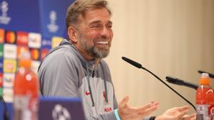 Jürgen Klopp, técnico del Liverpool, en rueda de prensa en el Bernabéu.