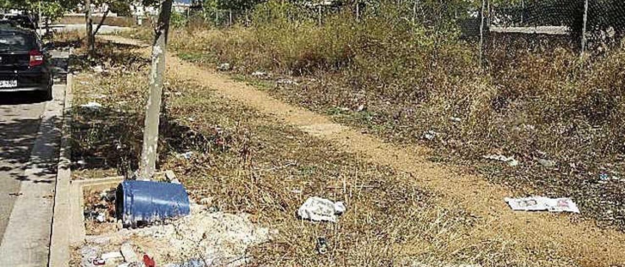 Suciedad y maleza en el tramo del Passeig Marratxí.