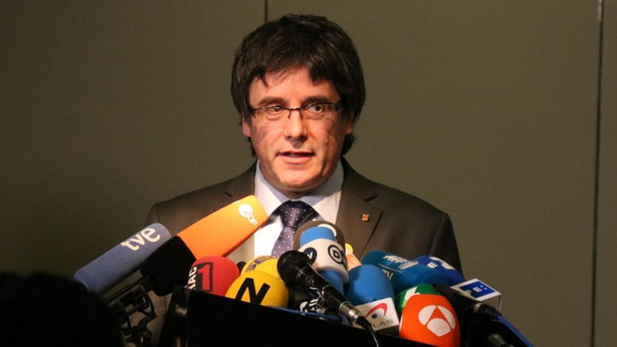 Carles Puigdemont durant una roda de premsa a Berlín