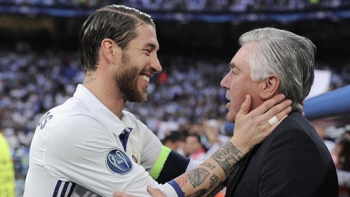 Sergio Ramos y Carlo Ancelotti.