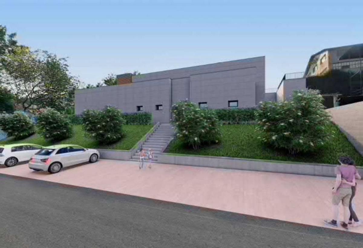Recreación del auditorio proyectado junto al centro de salud de Oza. | LOC