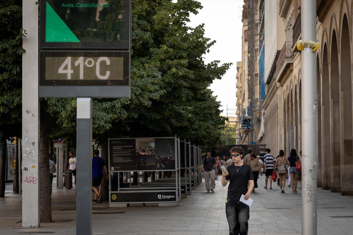 Altas temperaturas en Zaragoza durante la segunda ola de calor del verano.