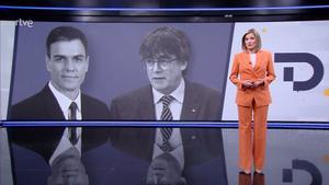 Sánchez y Puigdemont, en el ‘Telediario’.