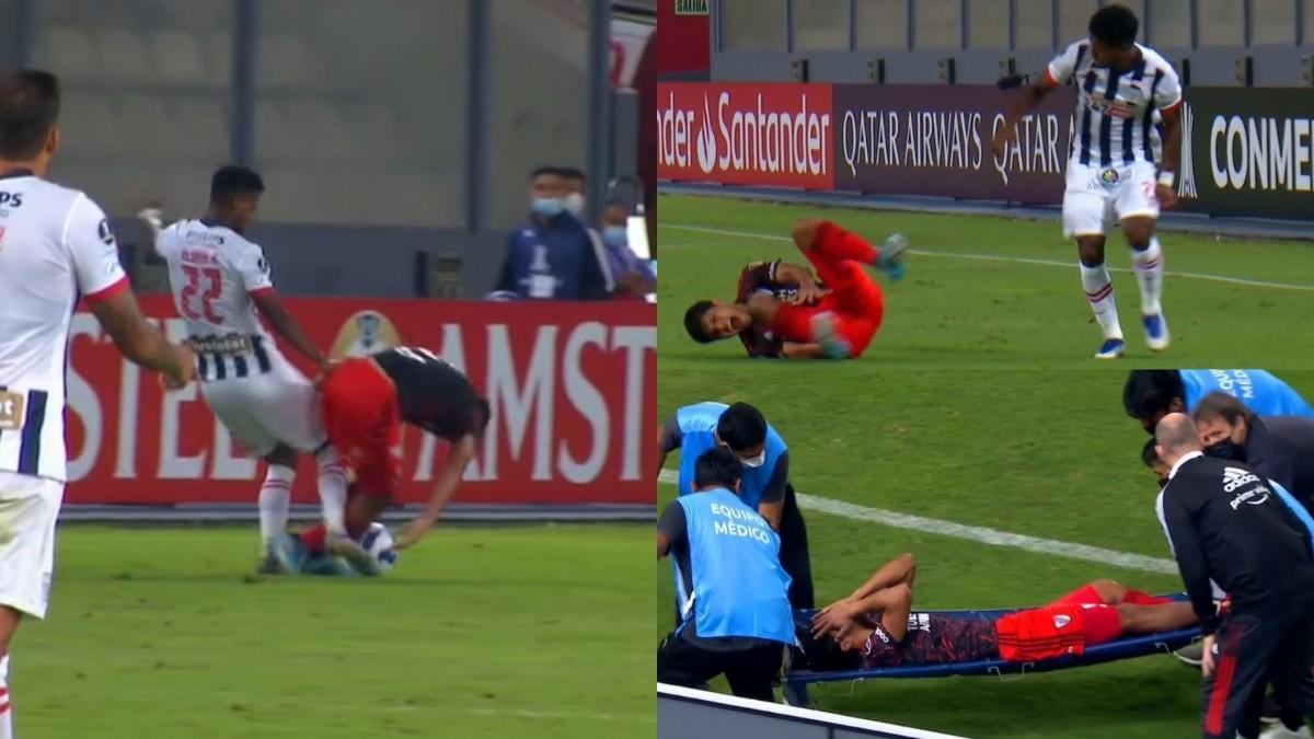 La fea entrada por detrás que rompió tibia y peroné a Robert Rojas e indigna a la Libertadores