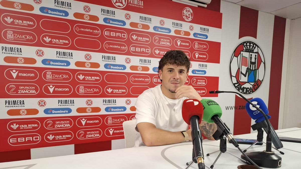 Izan Yurrieta, en rueda de prensa tras el encuentro del Zamora CF.