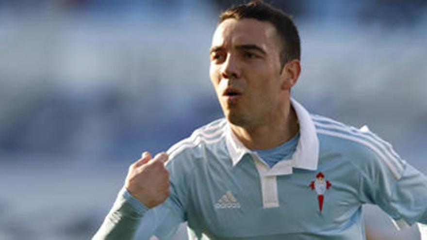 Iago Aspas celebra el tanto del partido. // R. Grobas