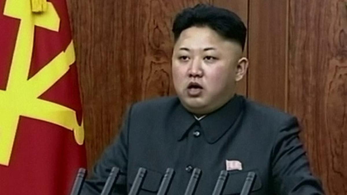 El líder de Corea del Norte, Kim Jong-un, durante el mensaje de Año Nuevo.