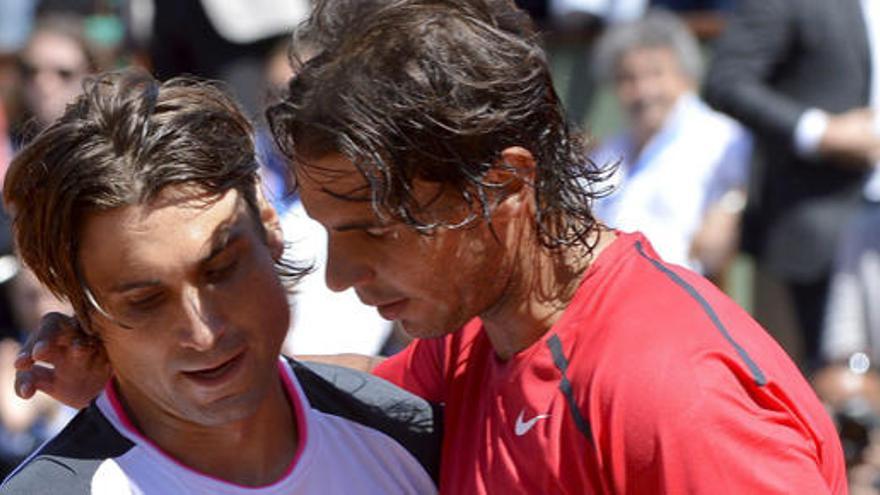 Nadal y Ferrer tras su partido en el Masters de Madrid