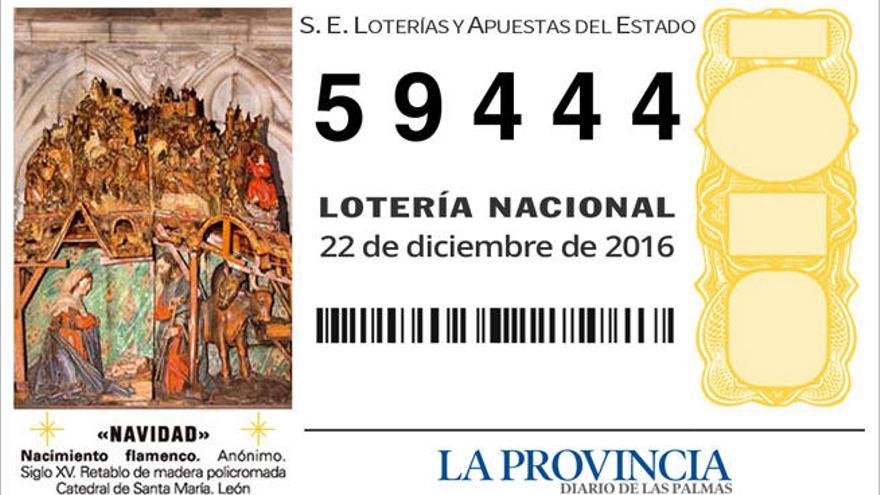 El cuarto premio de la Lotería de Navidad 2016, 59444, reparte 440.000 euros en Canarias