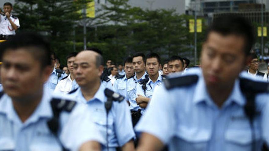 Fuerzas de seguridad, en Hong Kong.