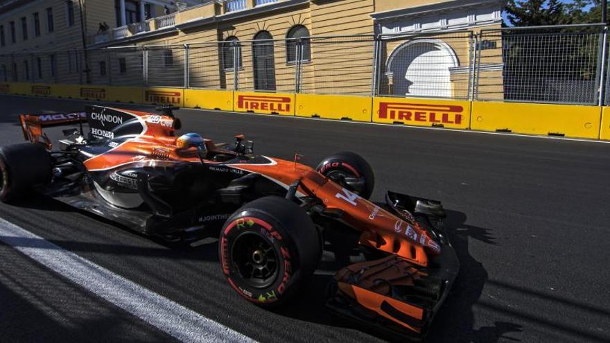 Fernando Alonso, en la carrera del GP de Azerbaiyán.