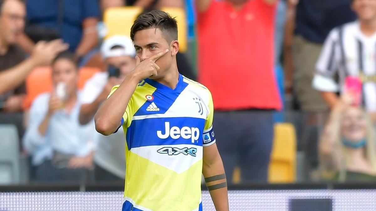 Dybala celebra el primer gol del partido