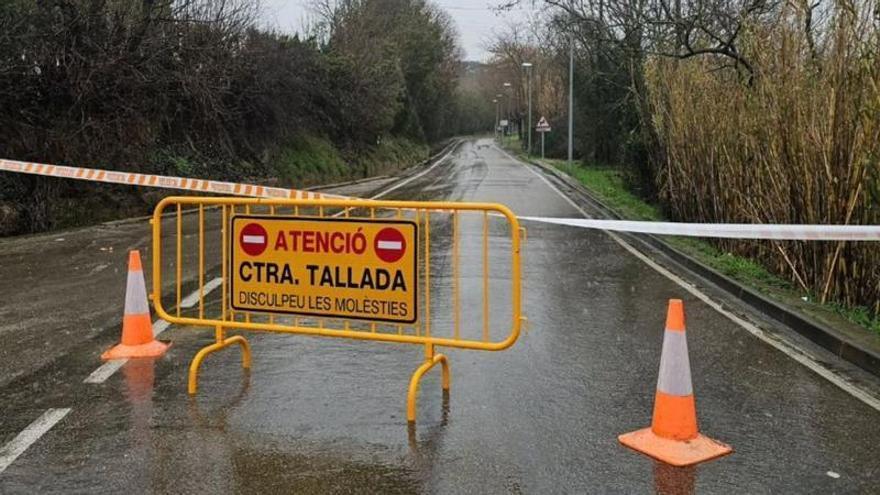 Tallada la GIV-6226 a Garrigàs i la carretera de Borrassà a Vilafant per la pluja