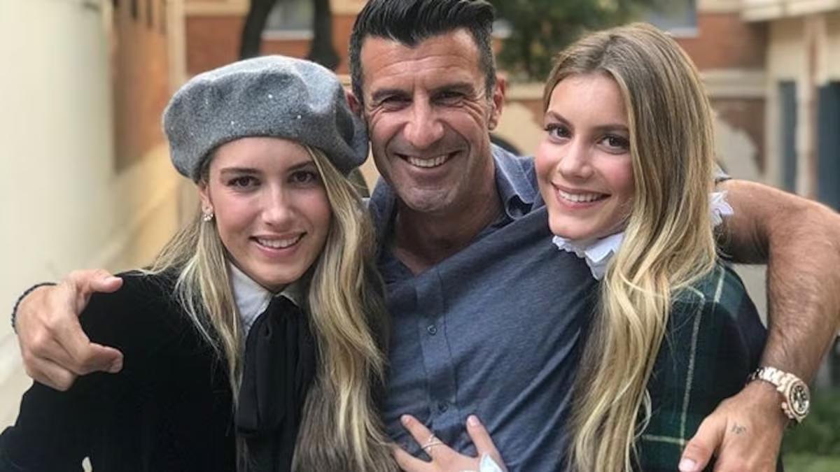 Luis Figo y dos de sus tres hijas